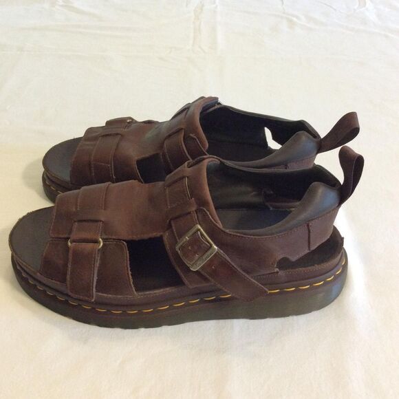 DR MARTENS HAYDEN MEN 13 BROWN LEATHER FISHERMAN SANDALS PLATFORMS CHUNKY Y2K - Picture 5 of 8